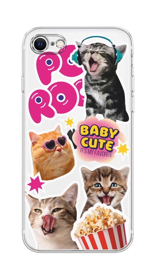 

Чехол на Apple iPhone 7/8/SE 2020/SE 2022 "Popcorn cats", Серый;коричневый;розовый, 10850-1