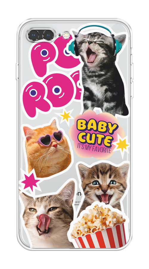 

Чехол на Apple iPhone 7 Plus/8 Plus "Popcorn cats", Серый;коричневый;розовый, 10950-1