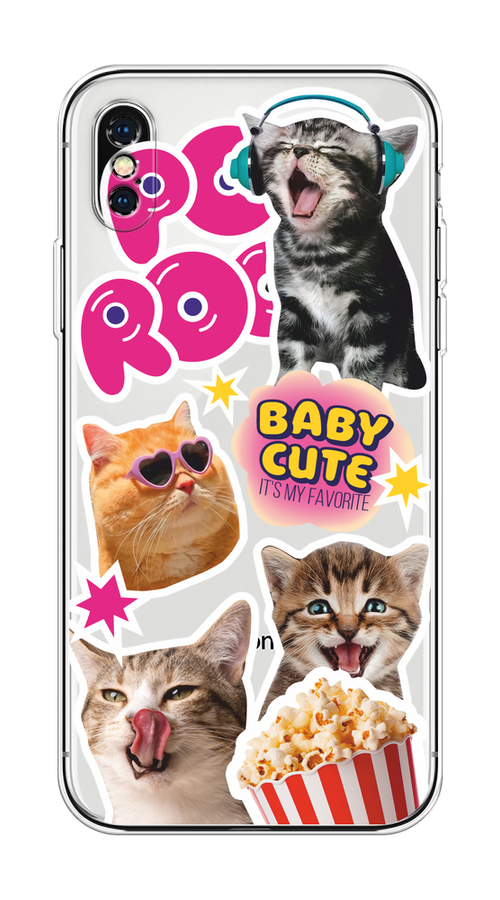 

Чехол на Apple iPhone XS Max "Popcorn cats", Серый;коричневый;розовый, 11950-1