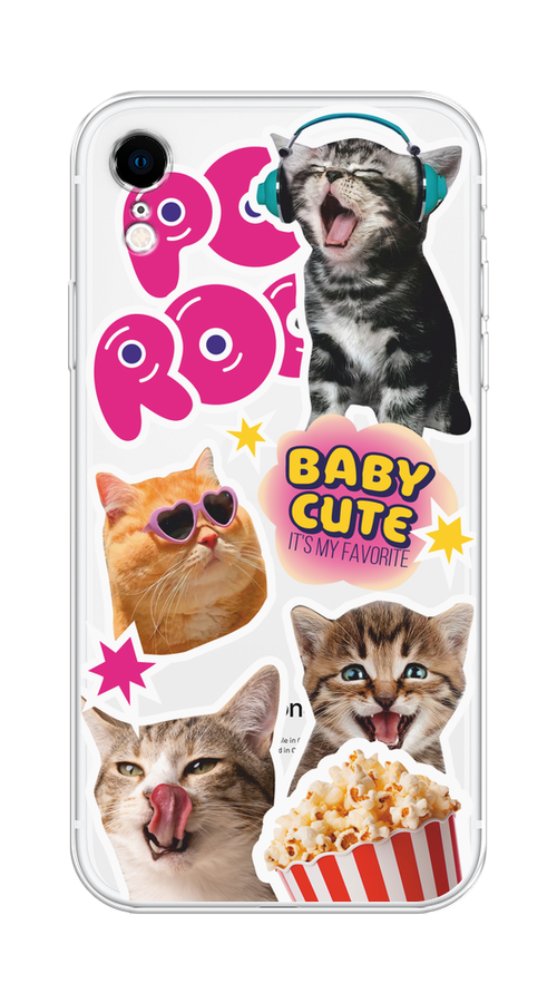 

Чехол на Apple iPhone XR "Popcorn cats", Серый;коричневый;розовый, 12050-1