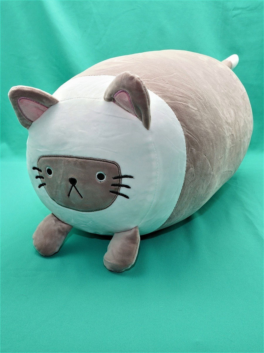 

Мягкая игрушка АКИМБО КИТ Кот-подушка 45см, Белый;коричневый, Кот-подушка 45см.