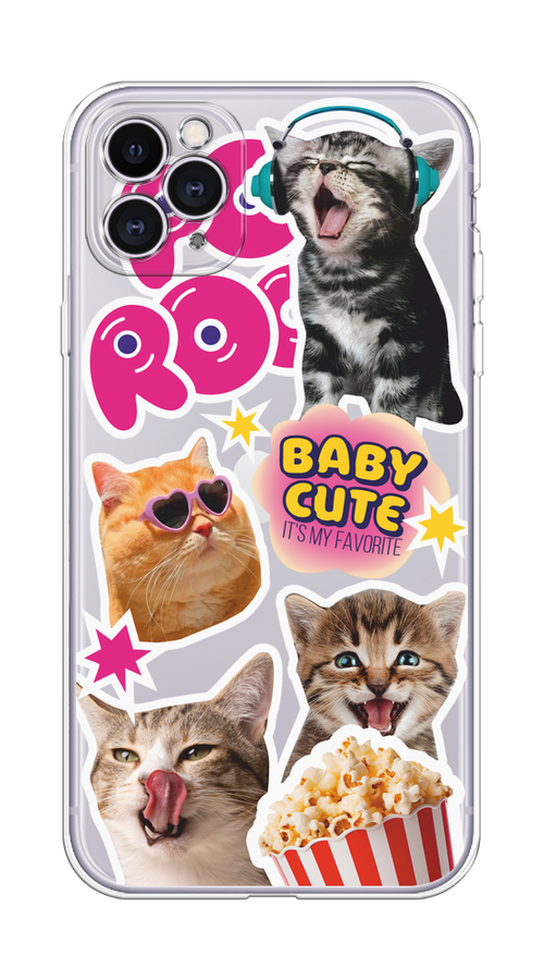 

Чехол на Apple iPhone 11 Pro Max "Popcorn cats", Серый;коричневый;розовый, 12250-1