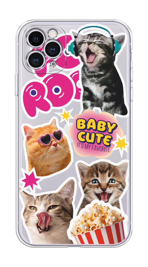 

Чехол на Apple iPhone 11 Pro "Popcorn cats", Серый;коричневый;розовый, 12350-1