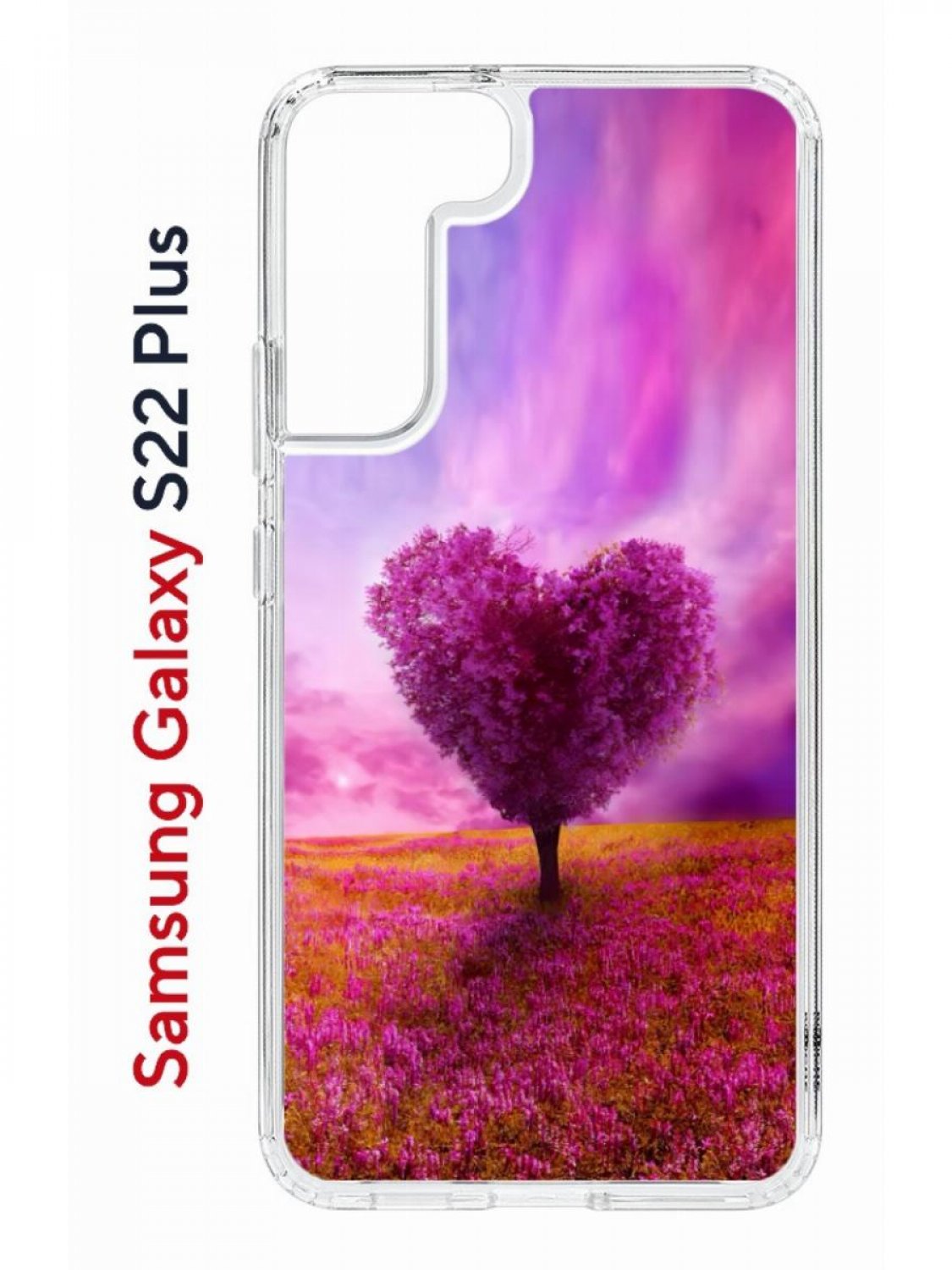 фото Чехол на samsung galaxy s22 plus kruche print pink heart,противоударный бампер с принтом кruче