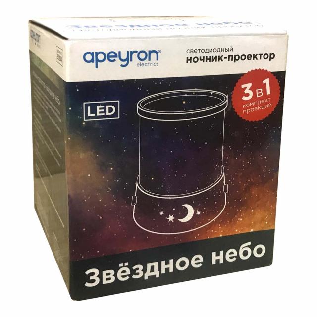 фото Светодиодный ночник-проектор, apeyron electrics,110*110*124, (3 in1) s1204