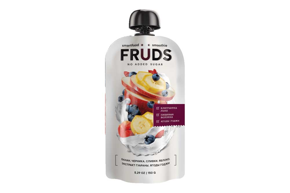 

Смузи Fruds яблоко-банан-черника-сливки-ягоды годжи-экстракт гуараны 150 г