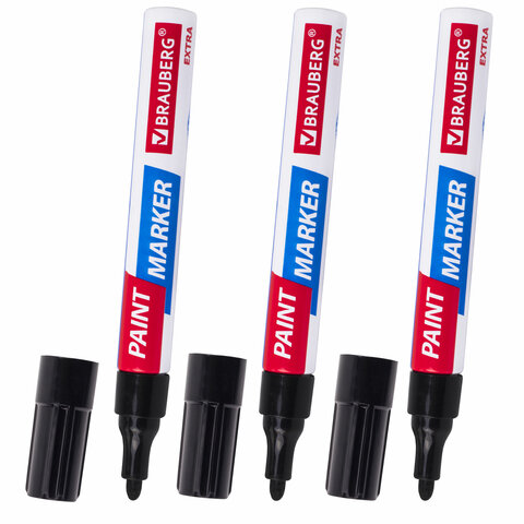 

Brauberg Extra, (paint marker) 4 мм, черные, 3 шт, Белый