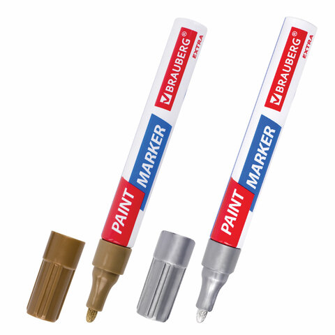 

Brauberg Extra, (paint marker) 4 мм, 2 шт, золотой, серебряный, Золотистый;серебристый