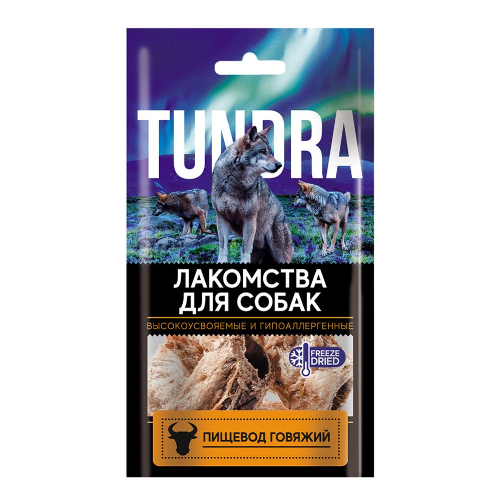 фото Лакомство для собак tundra пищевод говяжий 30г, 35 штук