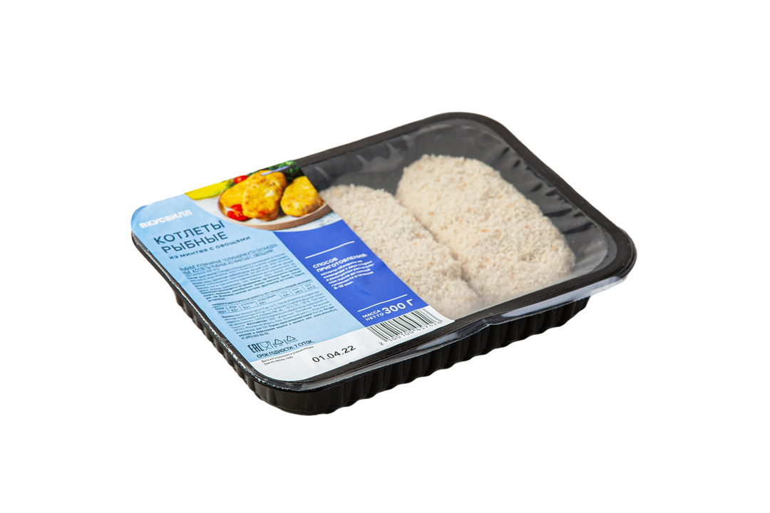 

Котлеты рыбные из минтая с овощами ВкусВилл 300 г