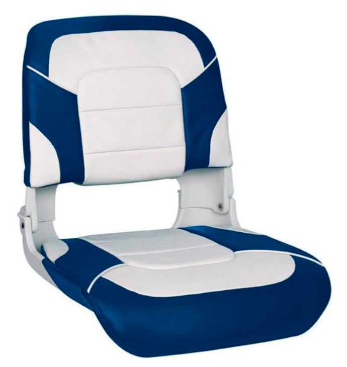 Сиденье пластмассовое складное с подложкой All Weather High Back Seat, бело-синее