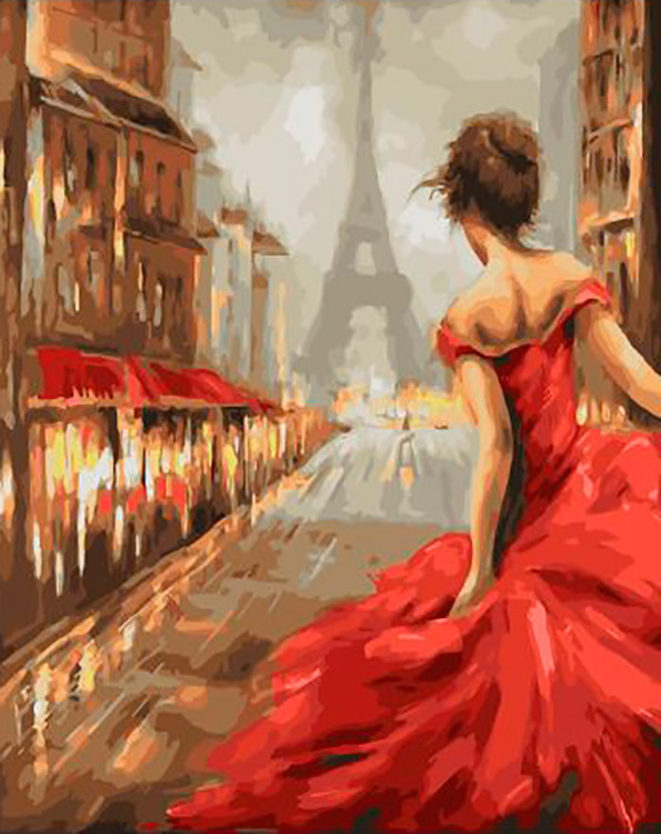 Картина по номерам ВанГогВоМне Девушка на улице Парижа