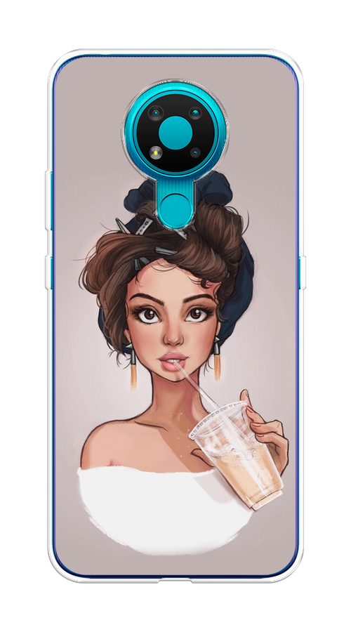 

Чехол на Nokia 3.4 "Девушка с фраппе", Серый, 123750-6
