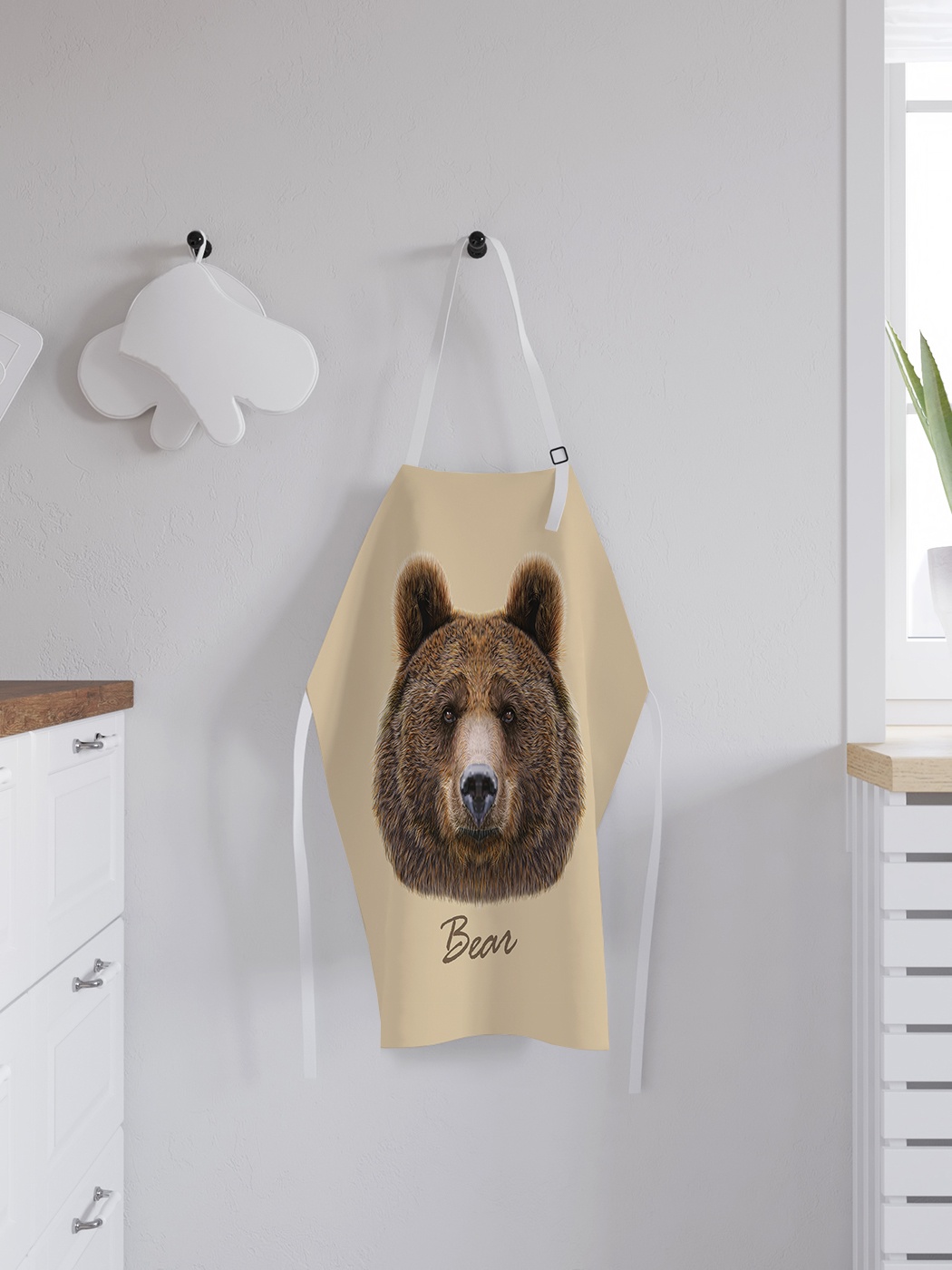 фото Фартук кухонный регулируемый "медведь и надпись", универсальный размер joyarty
