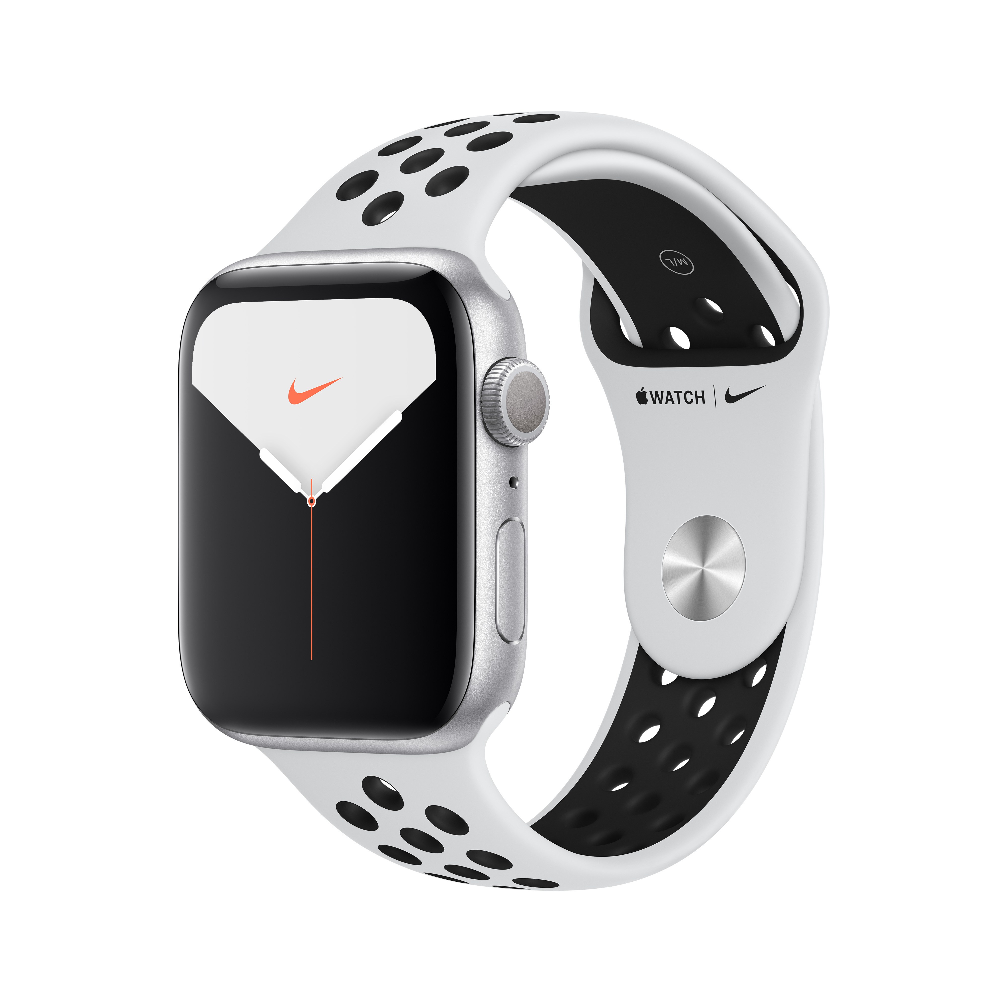 фото Смарт-часы apple watch nike series 5 44mm silver, platin/black nike sport band (mx3v2ru/a)