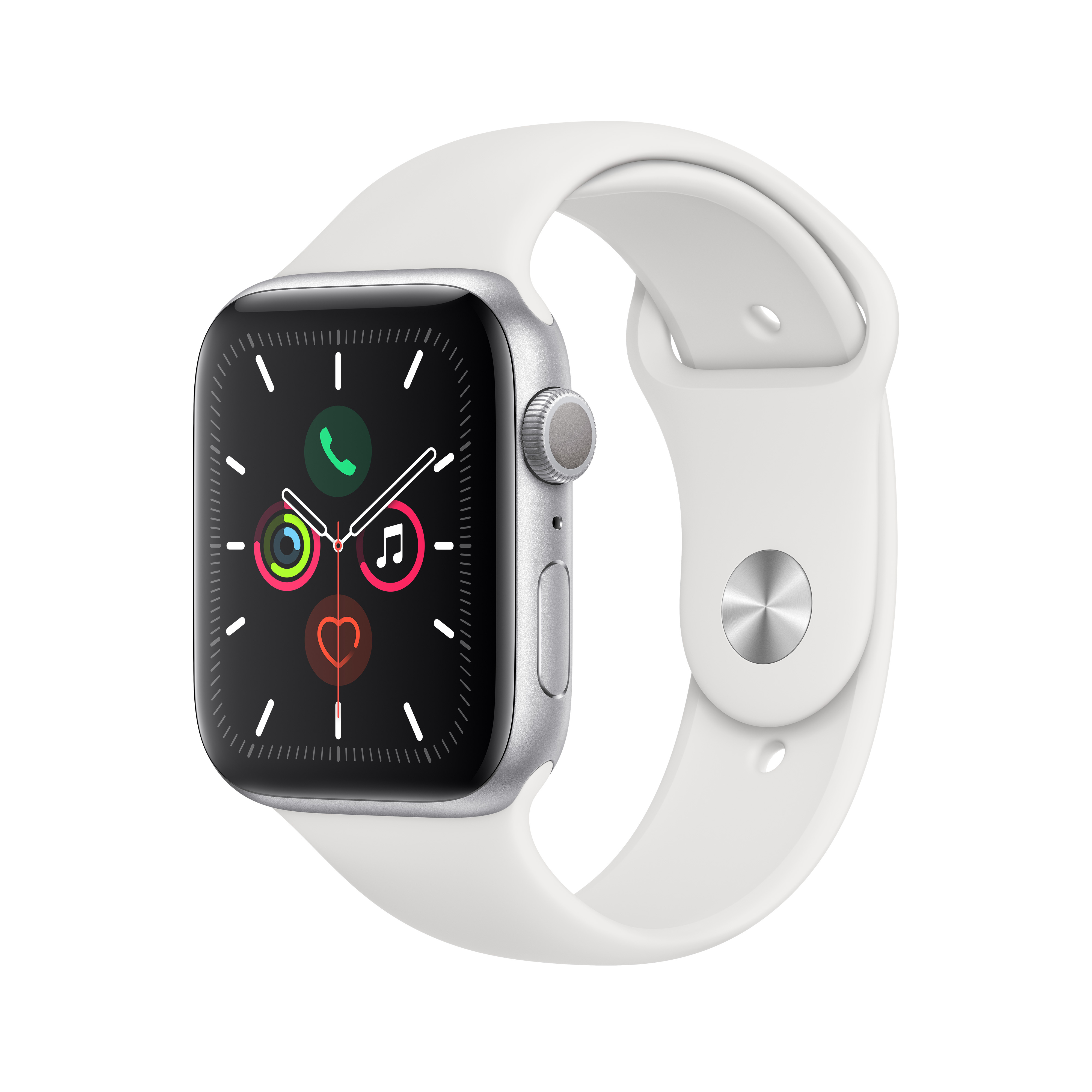 фото Смарт-часы apple watch series 5 44mm silver with white sport band (mwvd2ru/a)