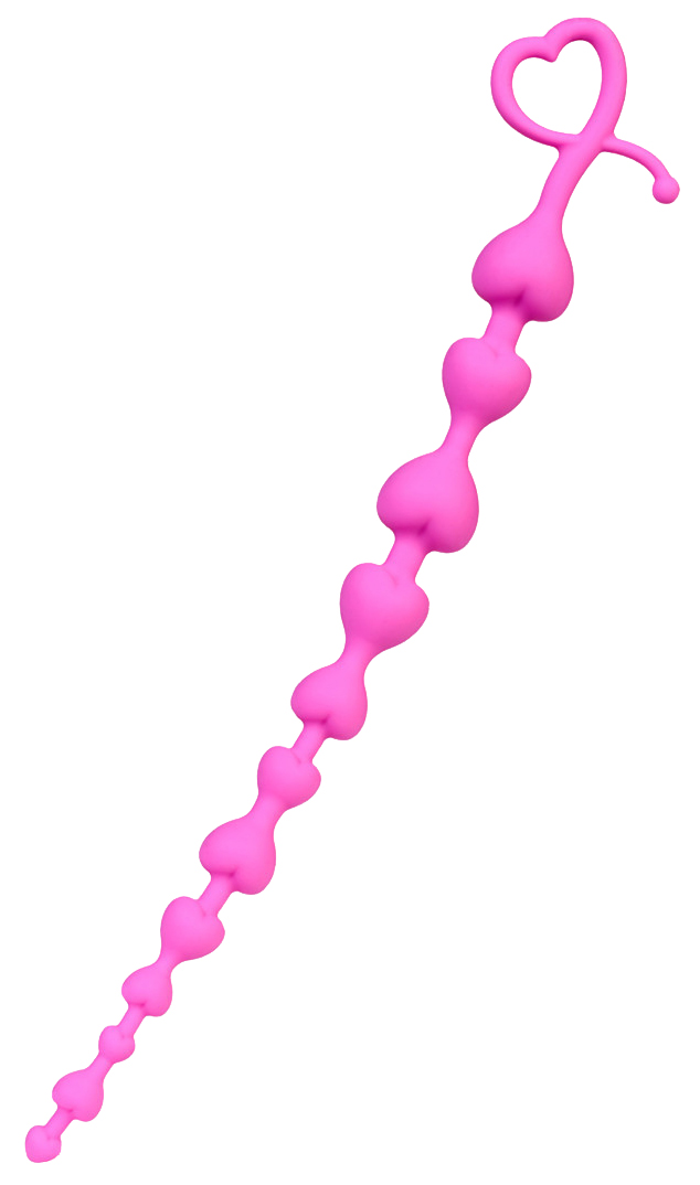 Розовая силиконовая анальная цепочка Long Sweety 34 см