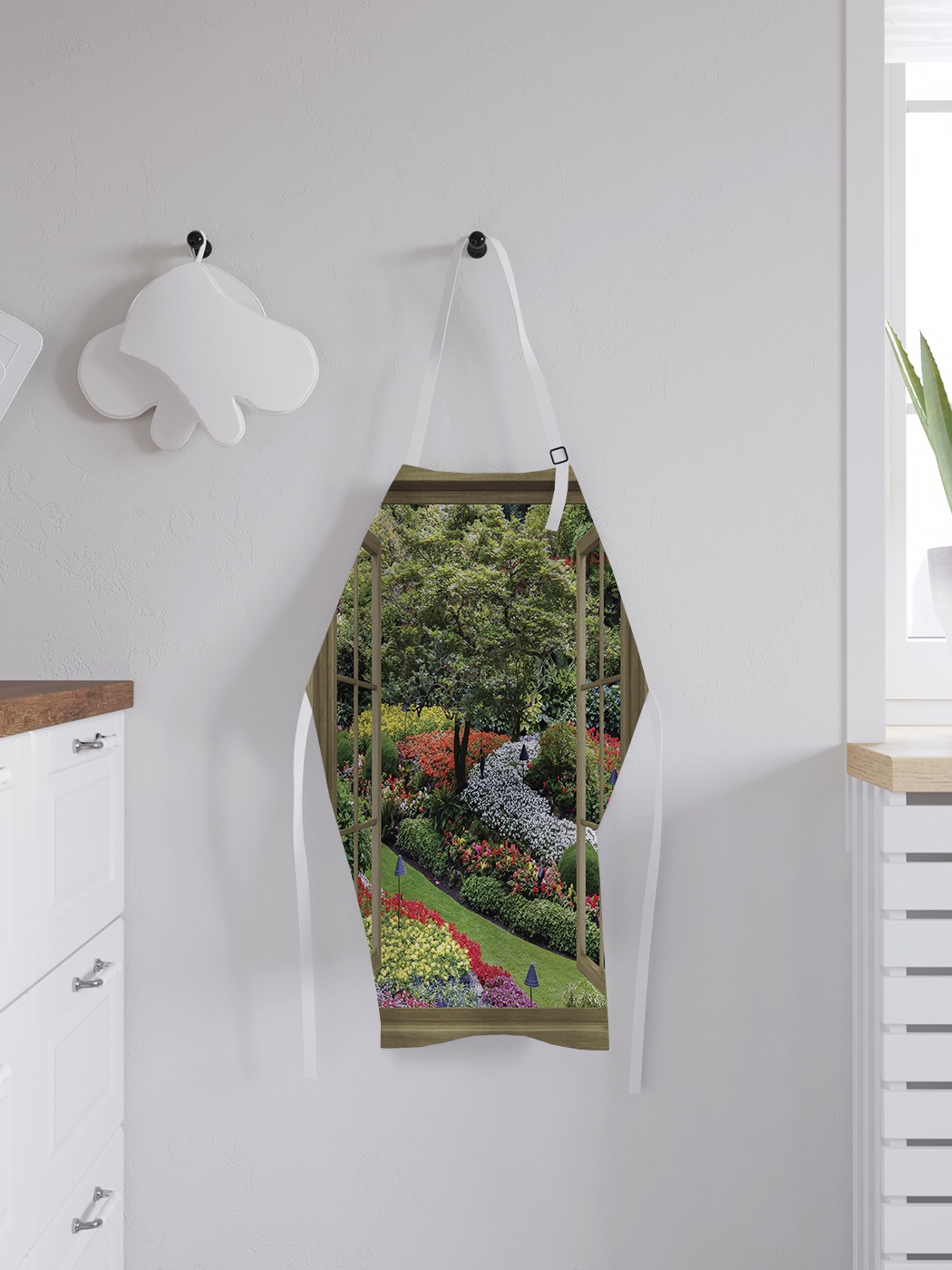 фото Фартук кухонный регулируемый "садовое окно", универсальный размер joyarty