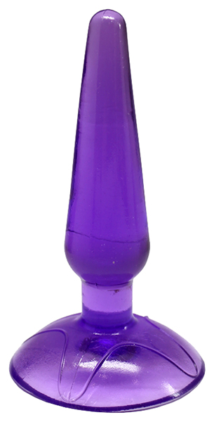 фото Фиолетовая анальная пробка butt plug на присоске 11 см eroticon