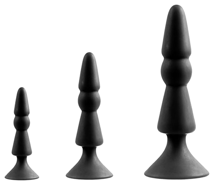 фото Набор из черных анальных силиконовых втулок menzstuff 3-piece anal cone set dream toys