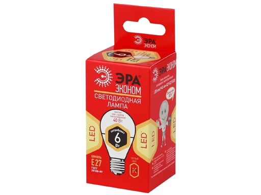 фото Лампа эра eco led p45-6w-827-e27