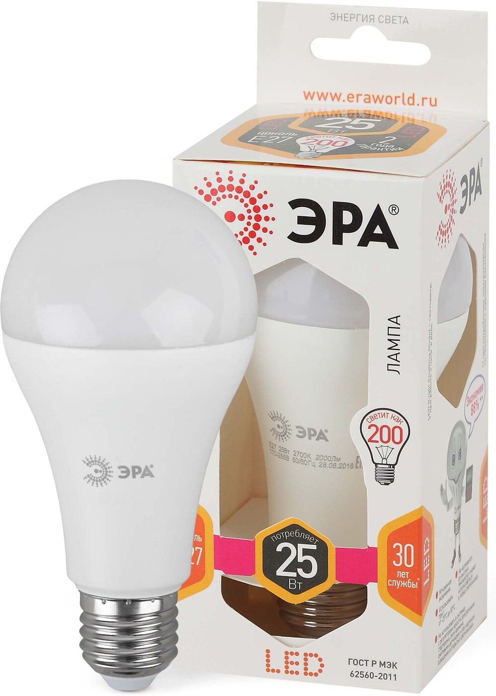 фото Лампа эра led a65-25w-827-e27