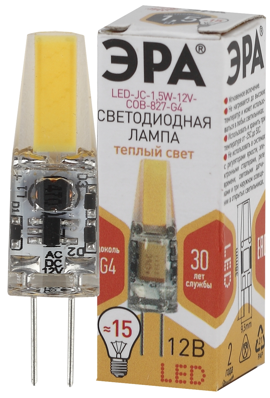 фото Лампа эра led-jc-1,5w-12v-cob-827-g4