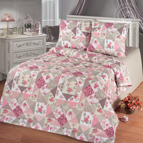 фото Комплект постельного белья "лоскутная мозаика (розовая) 109" 2-спальный с европростыней артпостель