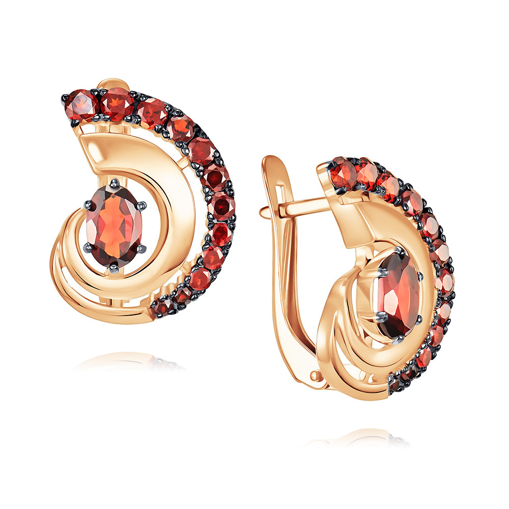 

Серьги из красного золота ADAMAS 24041045/01-А50Ч-655, гранат, 24041045/01-А50Ч-655