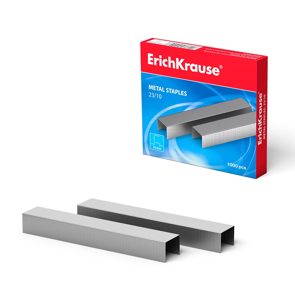 

Скобы №23/10 для мощных степлеров ErichKrause (коробка 1000 шт.), Серебристый
