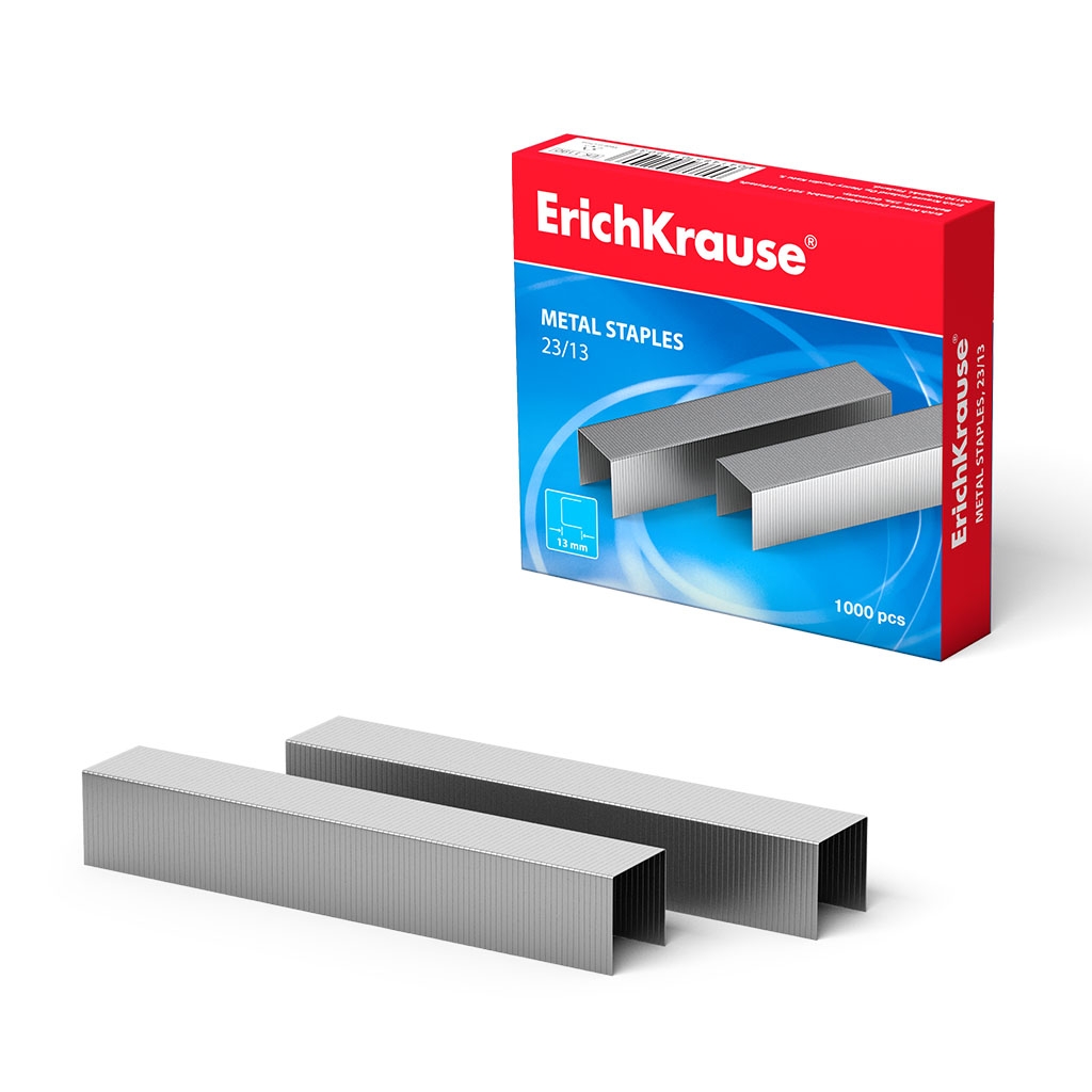 

Скобы №23/13 для мощных степлеров ErichKrause (коробка 1000 шт.), Серебристый