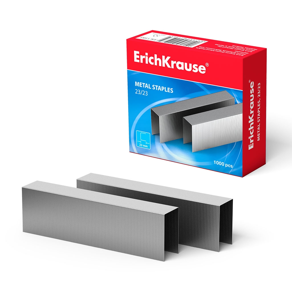 

Скобы №23/23 для мощных степлеров ErichKrause (коробка 1000 шт.), Серебристый