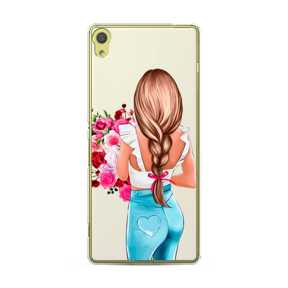 

Чехол на Sony Xperia XA "Девушка с цветами", Коричневый;розовый;голубой, 51250-6