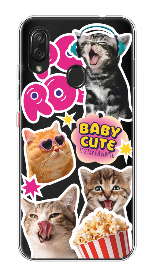 

Чехол на ZTE Blade V10 Vita "Popcorn cats", Серый;коричневый;розовый, 132650-1