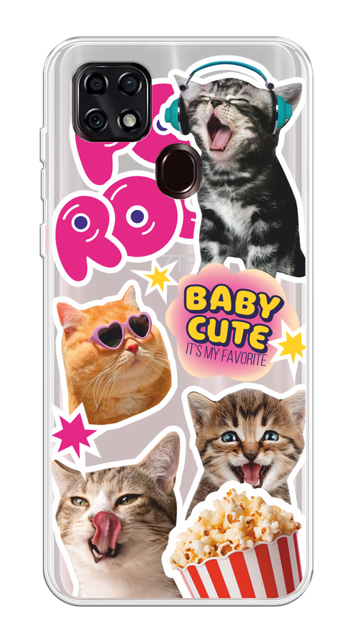 

Чехол на ZTE Blade 20 Smart "Popcorn cats", Серый;коричневый;розовый, 133550-1