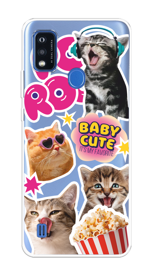 

Чехол на ZTE Blade A51 "Popcorn cats", Серый;коричневый;розовый, 134550-1