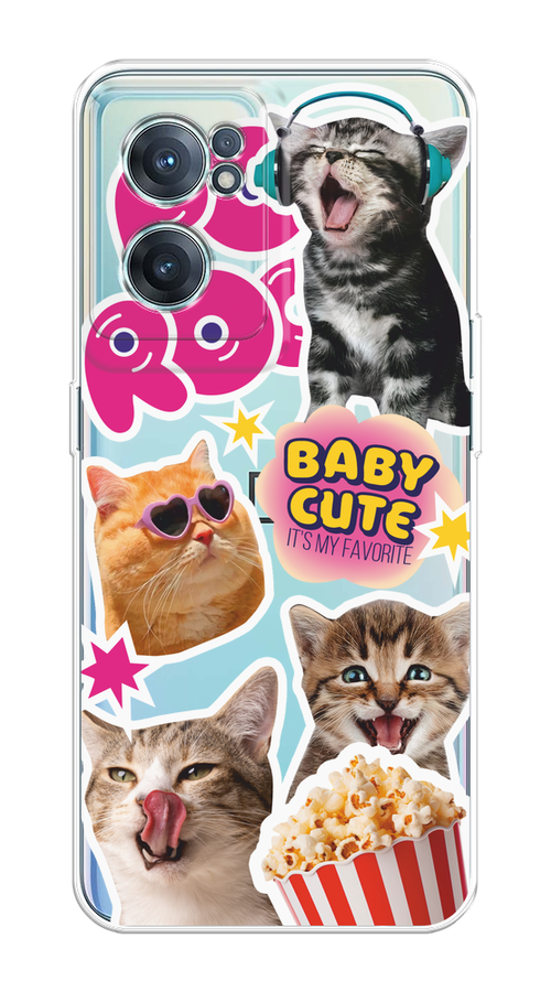 

Чехол на OnePlus Nord CE 2 5G "Popcorn cats", Серый;коричневый;розовый, 152650-1