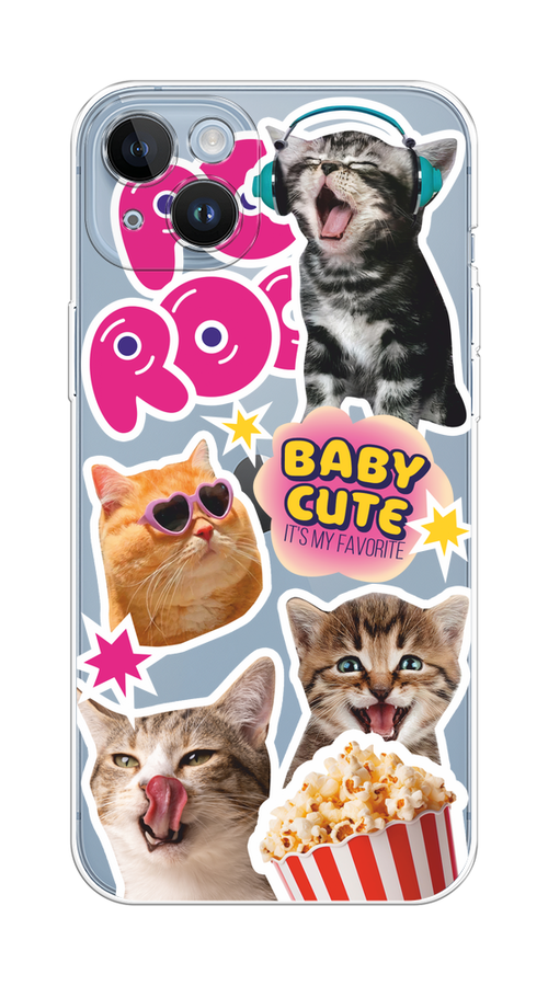 

Чехол на Apple iPhone 14 Plus "Popcorn cats", Серый;коричневый;розовый, 15350-1