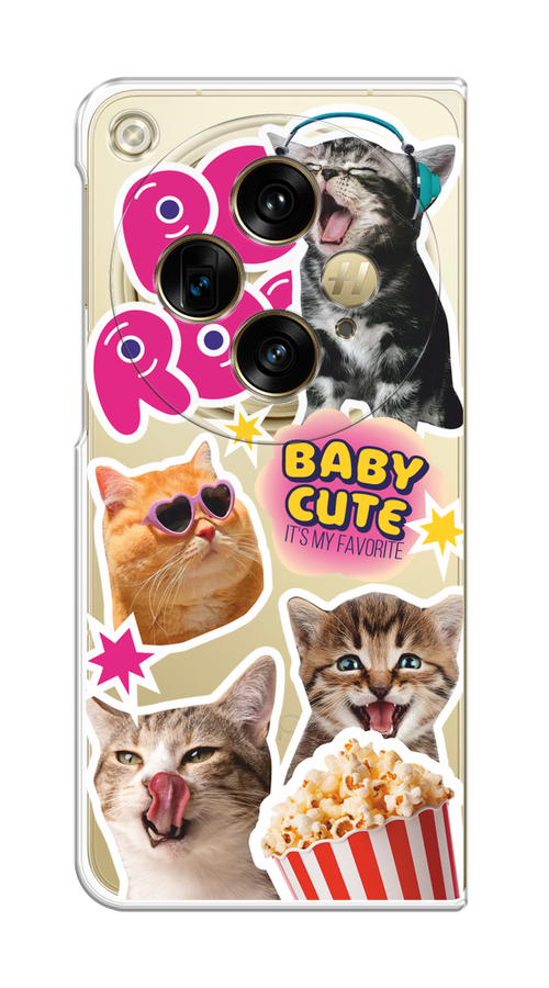 

Чехол на Oppo Find N3/OnePlus Open "Popcorn cats", Серый;коричневый;розовый, 154350-1