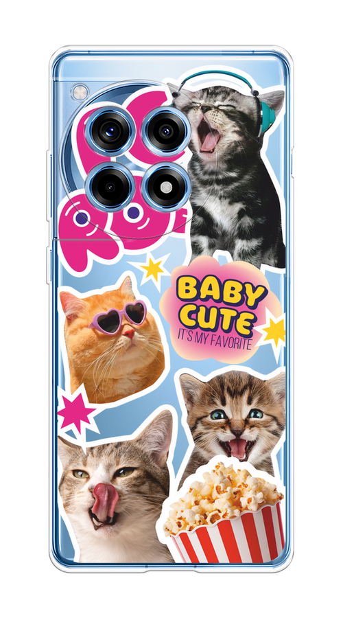 

Чехол на OnePlus Ace 3/12R "Popcorn cats", Серый;коричневый;розовый, 154550-1
