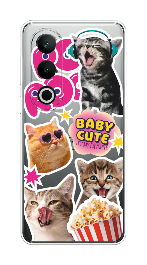 

Чехол на Oneplus Nord CE4 "Popcorn cats", Серый;коричневый;розовый, 154750-1