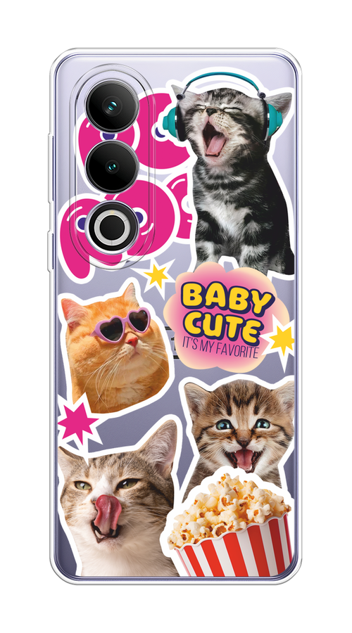 

Чехол на Oneplus Ace 3V "Popcorn cats", Серый;коричневый;розовый, 154850-1