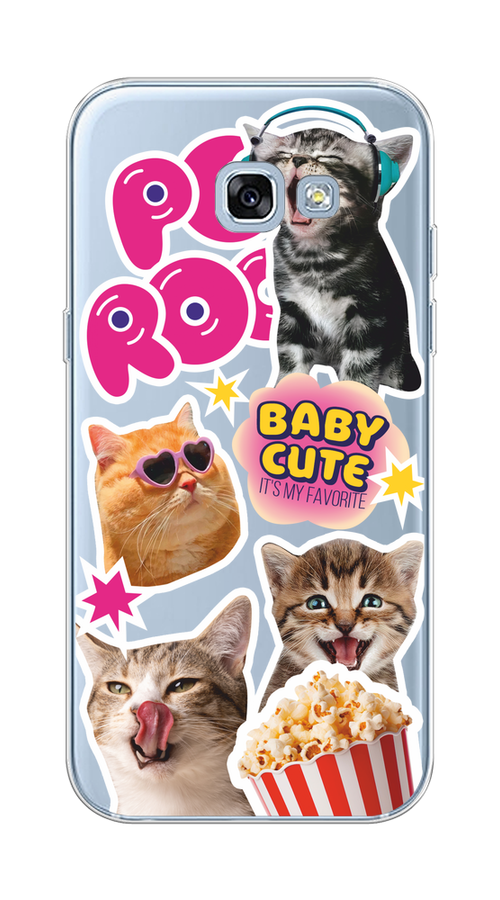 

Чехол на Samsung Galaxy A5 2017 "Popcorn cats", Серый;коричневый;розовый, 20650-1