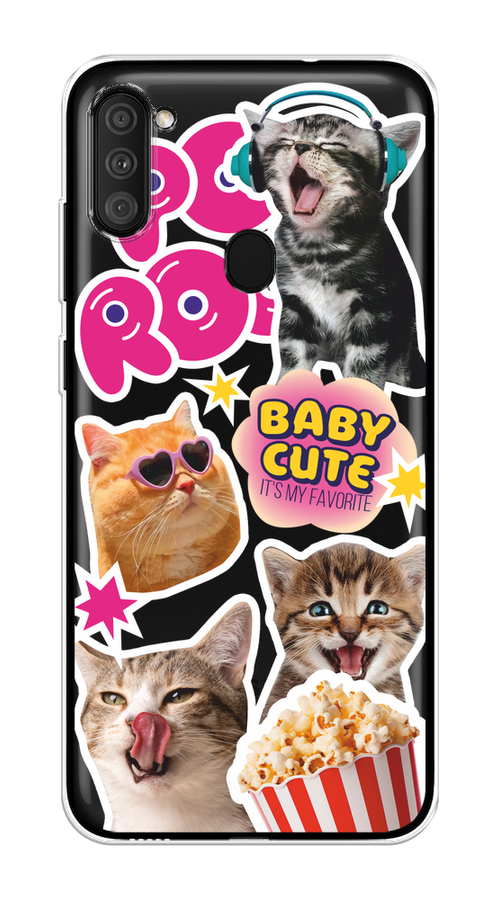 

Чехол на Samsung Galaxy A11/M11 "Popcorn cats", Серый;коричневый;розовый, 2100150-1