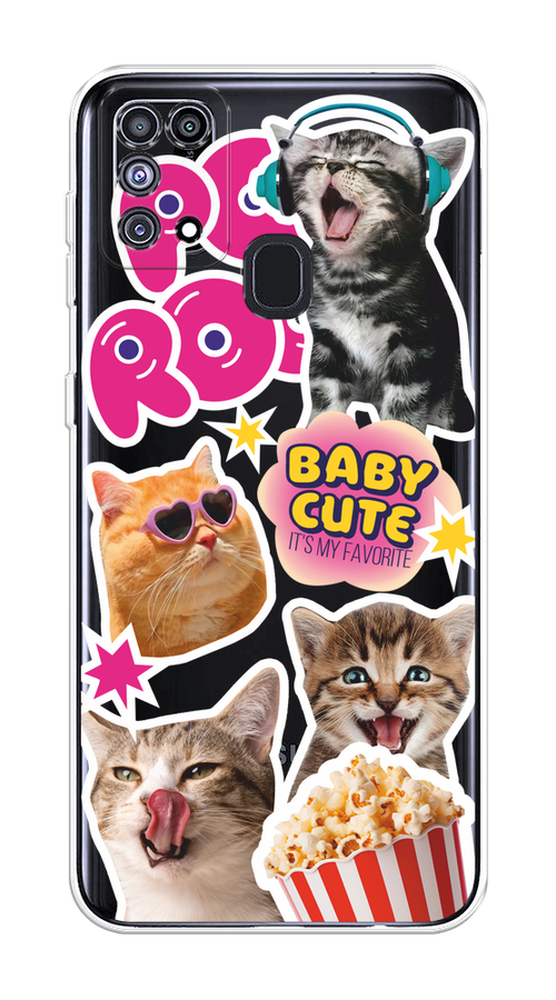 

Чехол на Samsung Galaxy M31 "Popcorn cats", Серый;коричневый;розовый, 2100750-1