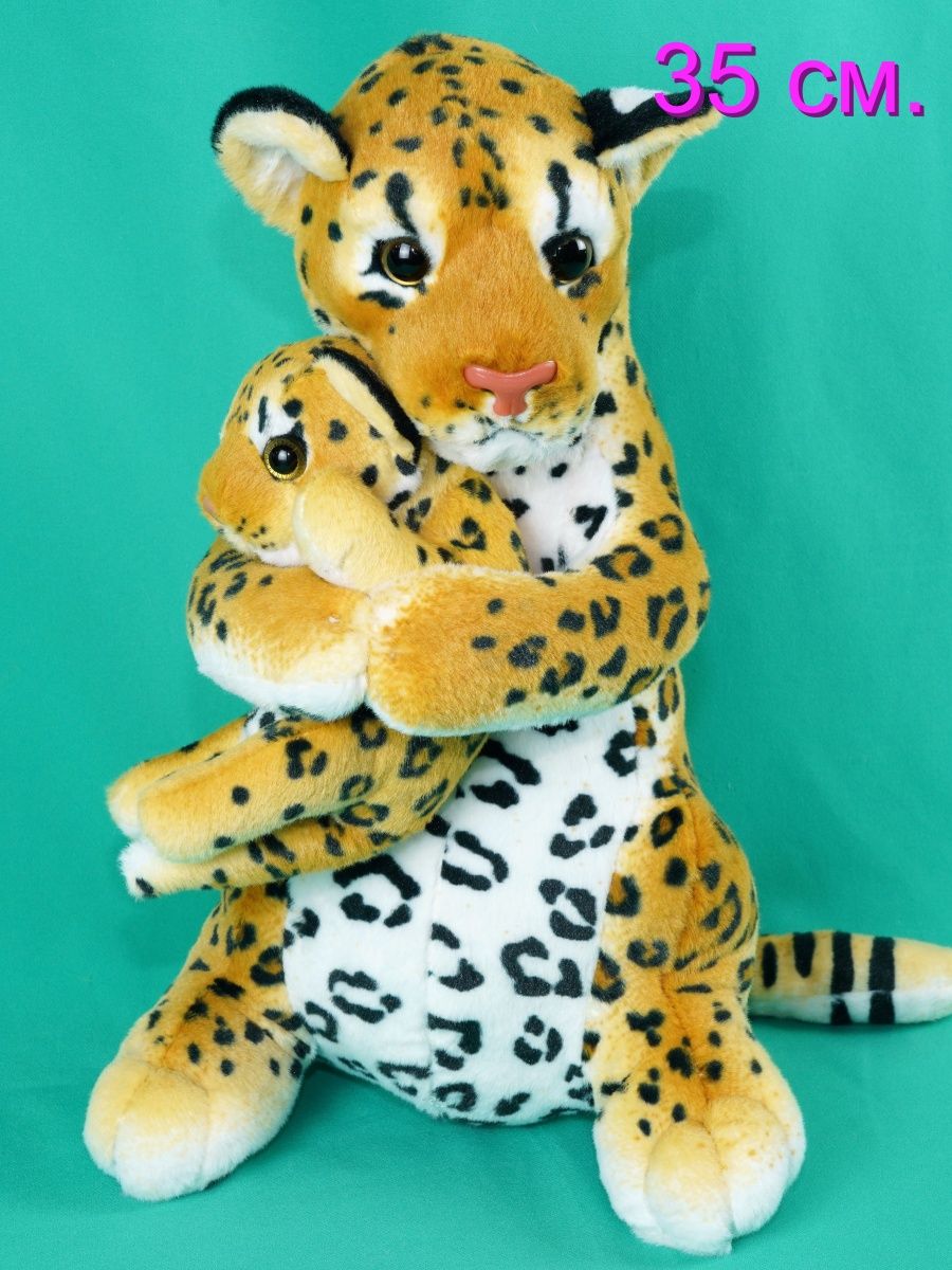 Мягкая игрушка АКИМБО КИТ Леопард с детенышем 35 см мягкая игрушка kidwow тигр с детенышем 301226986