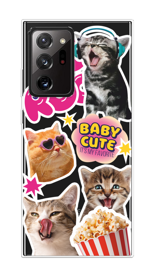 

Чехол на Samsung Galaxy Note 20 Ultra "Popcorn cats", Серый;коричневый;розовый, 2101050-1