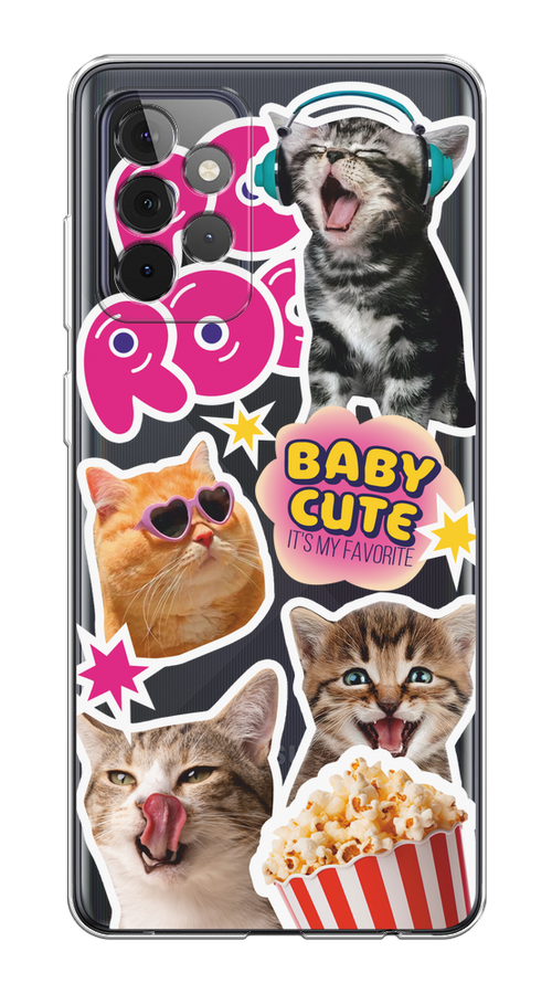 

Чехол на Samsung Galaxy A72 "Popcorn cats", Серый;коричневый;розовый, 2101950-1