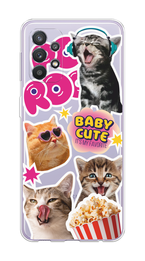 

Чехол на Samsung Galaxy A32 "Popcorn cats", Серый;коричневый;розовый, 2102050-1