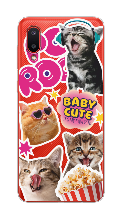 

Чехол на Samsung Galaxy A02 "Popcorn cats", Серый;коричневый;розовый, 2102550-1